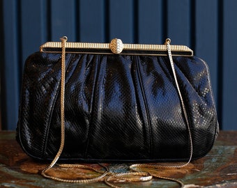 Judith Leiber Black Snakeskin Bag