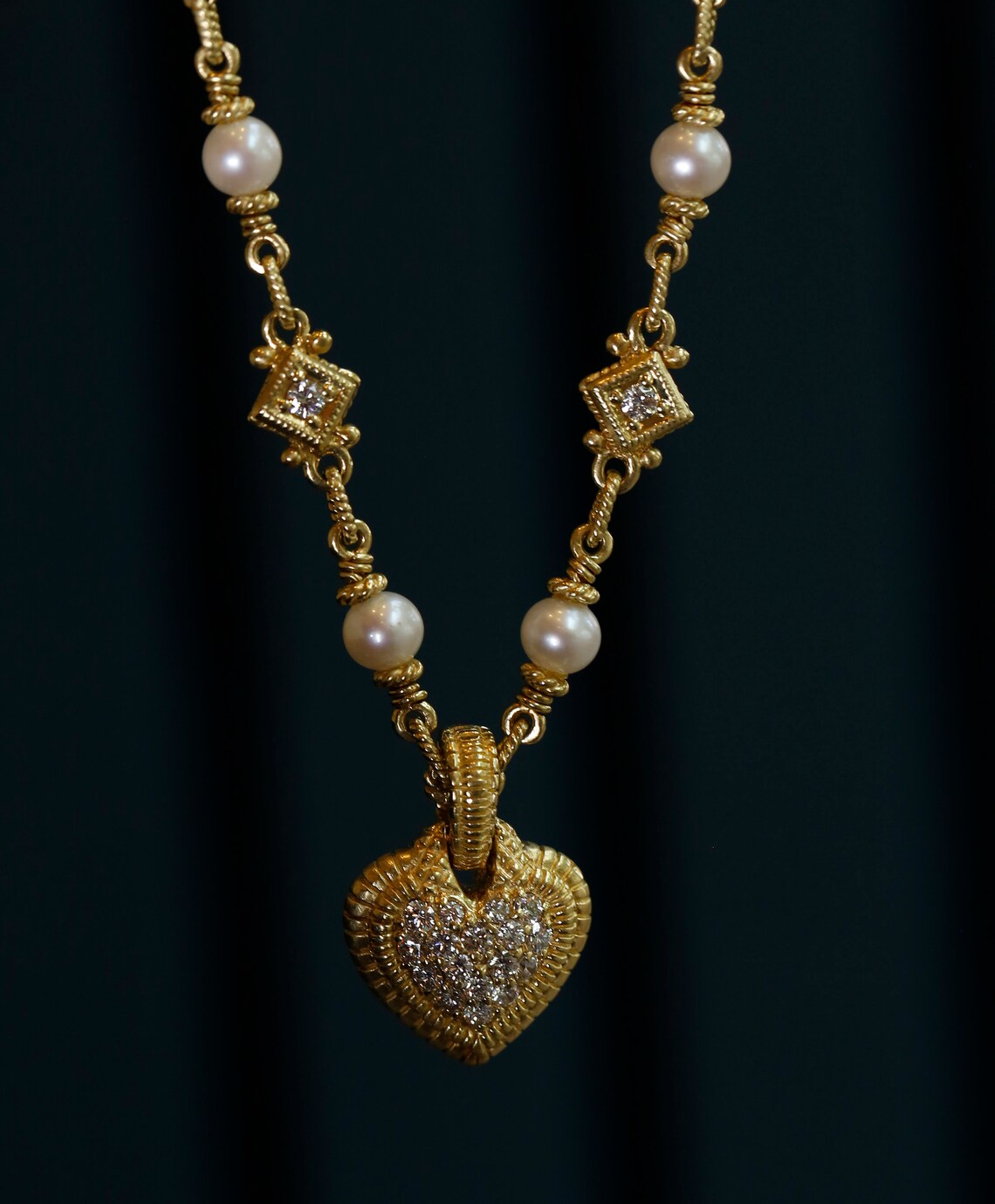 Judith Ripka Vintage Necklace 18K Gold Necklace with Pearls Etsy