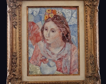 Teresa Borri Oil Painting of a Young Woman