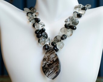 Vintage Necklace with Some Crystals and Sterling Closer, Costume Jewelry, Vintage Necklace