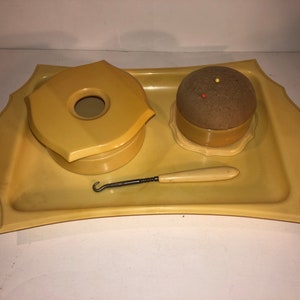 6 Piece Ivory Celluloid Vanity Dresser Set