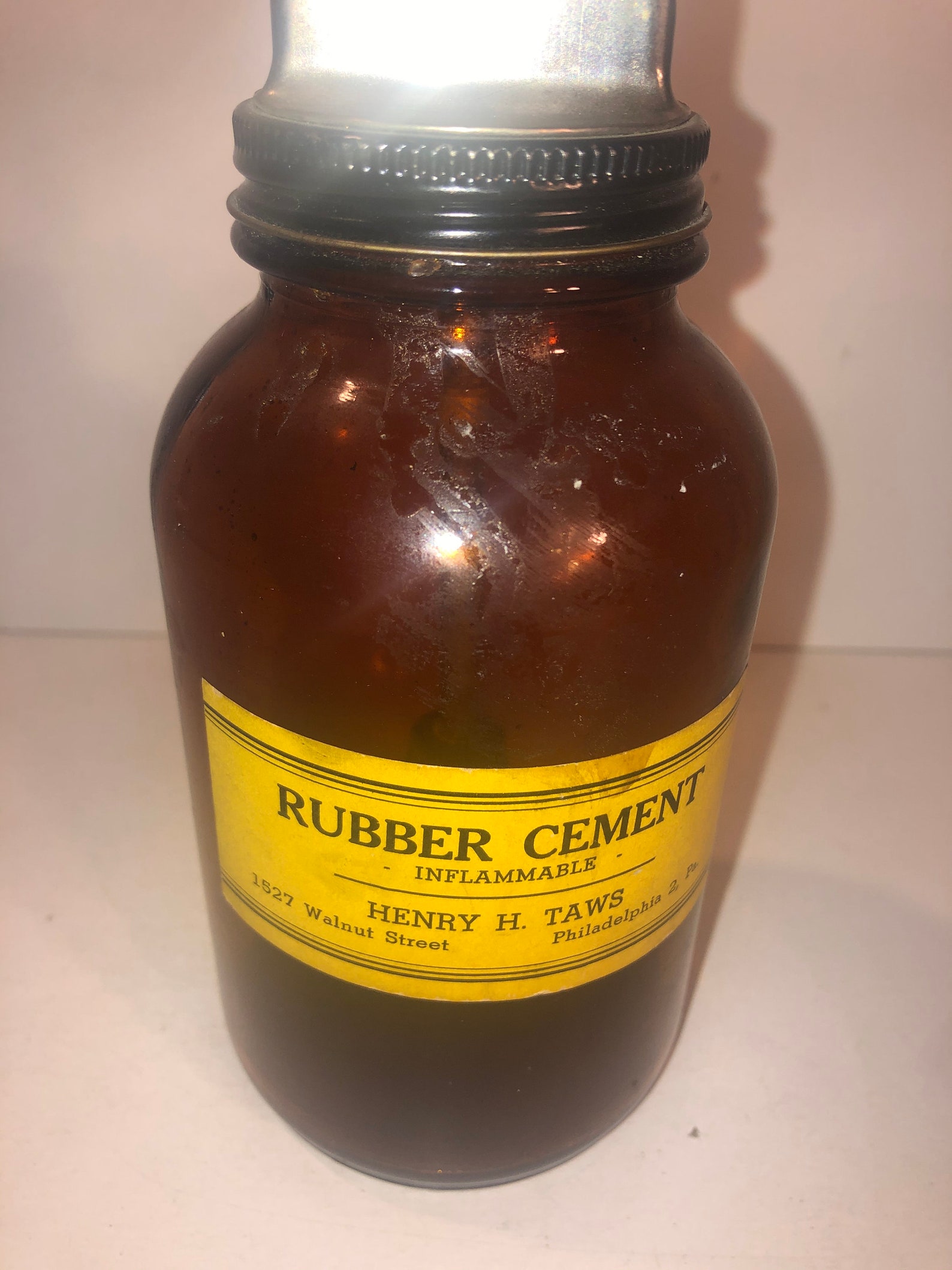Vintage Glass Rubber Cement Jar Etsy UK