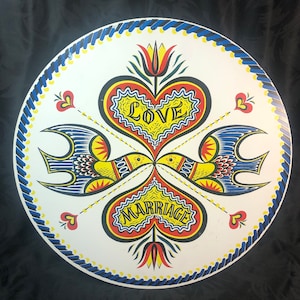 Pennsylvania Dutch Hex Sign, Folk Art, Distelfink, Love and Marriage