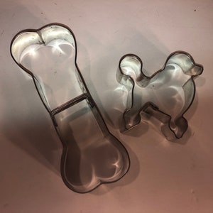 Vintage Metal Poodle and Bone Cookie Cutters
