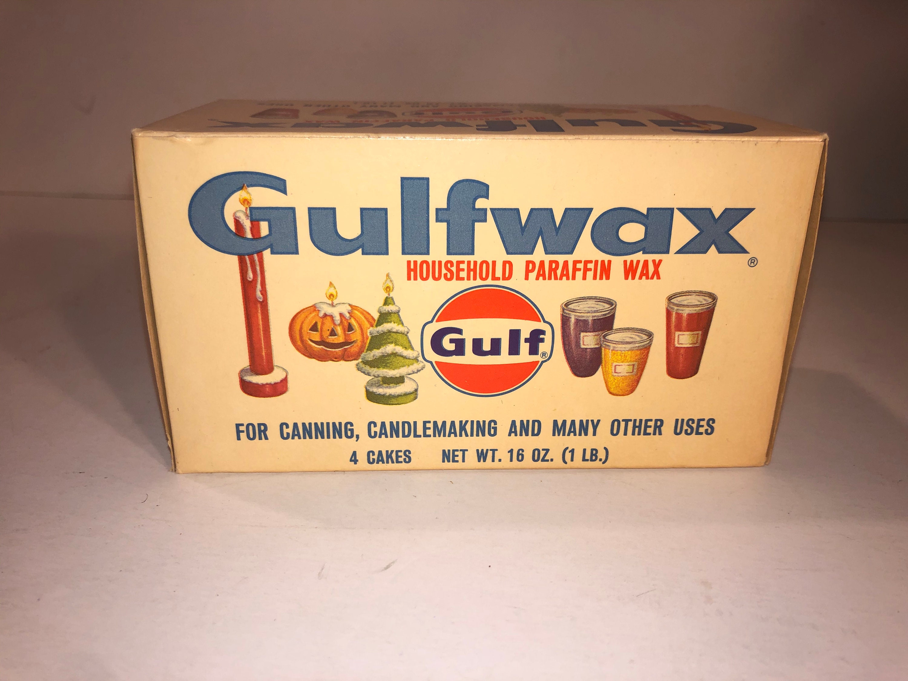 Vintage Gulfwax Paraffin Wax 1 Pound Vintage Box Gulf Oil Advertising  Canning Candles Candlemaking Craft Supplies 