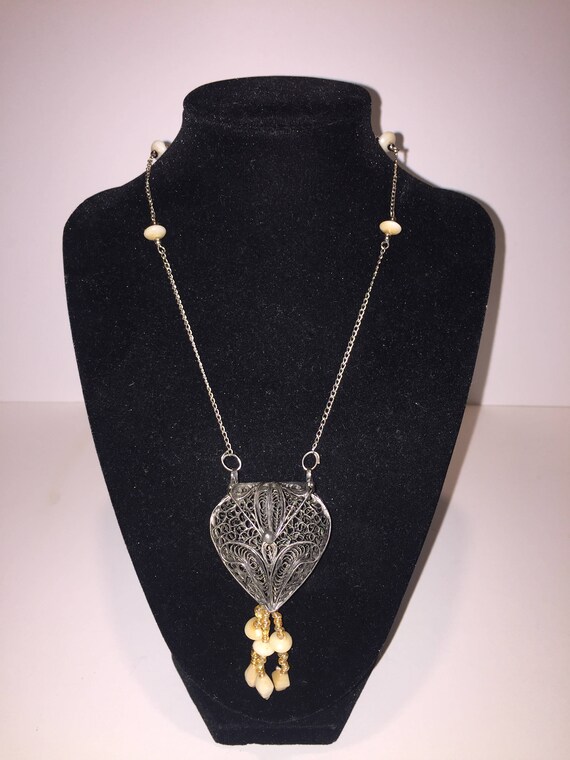 Vintage Filigree Heart Prayer Basket, Chatelaine P