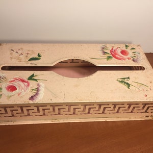 Light Pink Tole Wear Floral Tissue Box