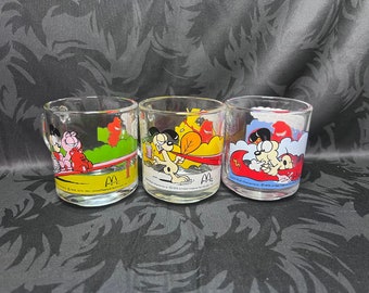 Vintage Set of 3 Garfield McDonald’s Glass Mugs, Jim Davis