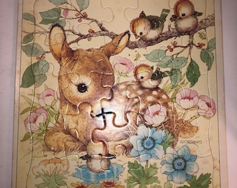 Vintage Wald Freunde Rahmen Tablett Puzzle