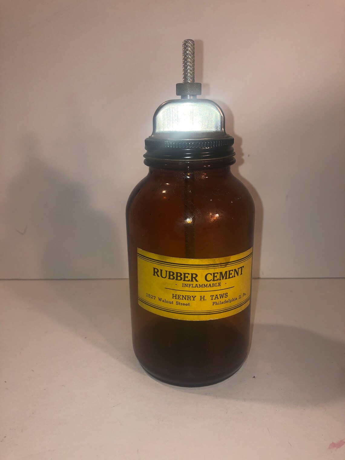 Vintage Glass Rubber Cement Jar Etsy UK