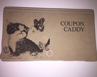 Vintage Small World Greetings Cat Coupon Caddy