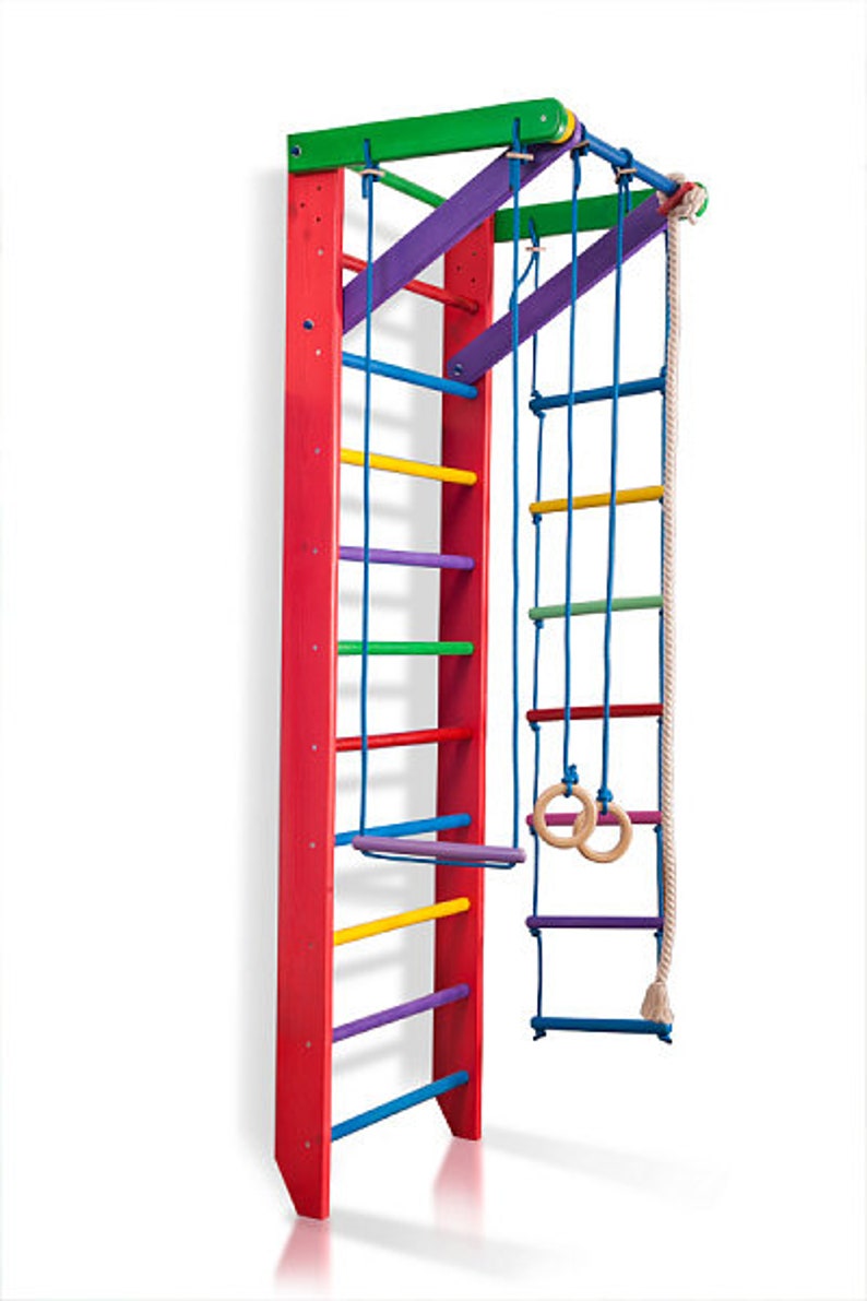 Wooden Wall Bars Wooden Swedish Ladder Set Pull Up Bars Etsy