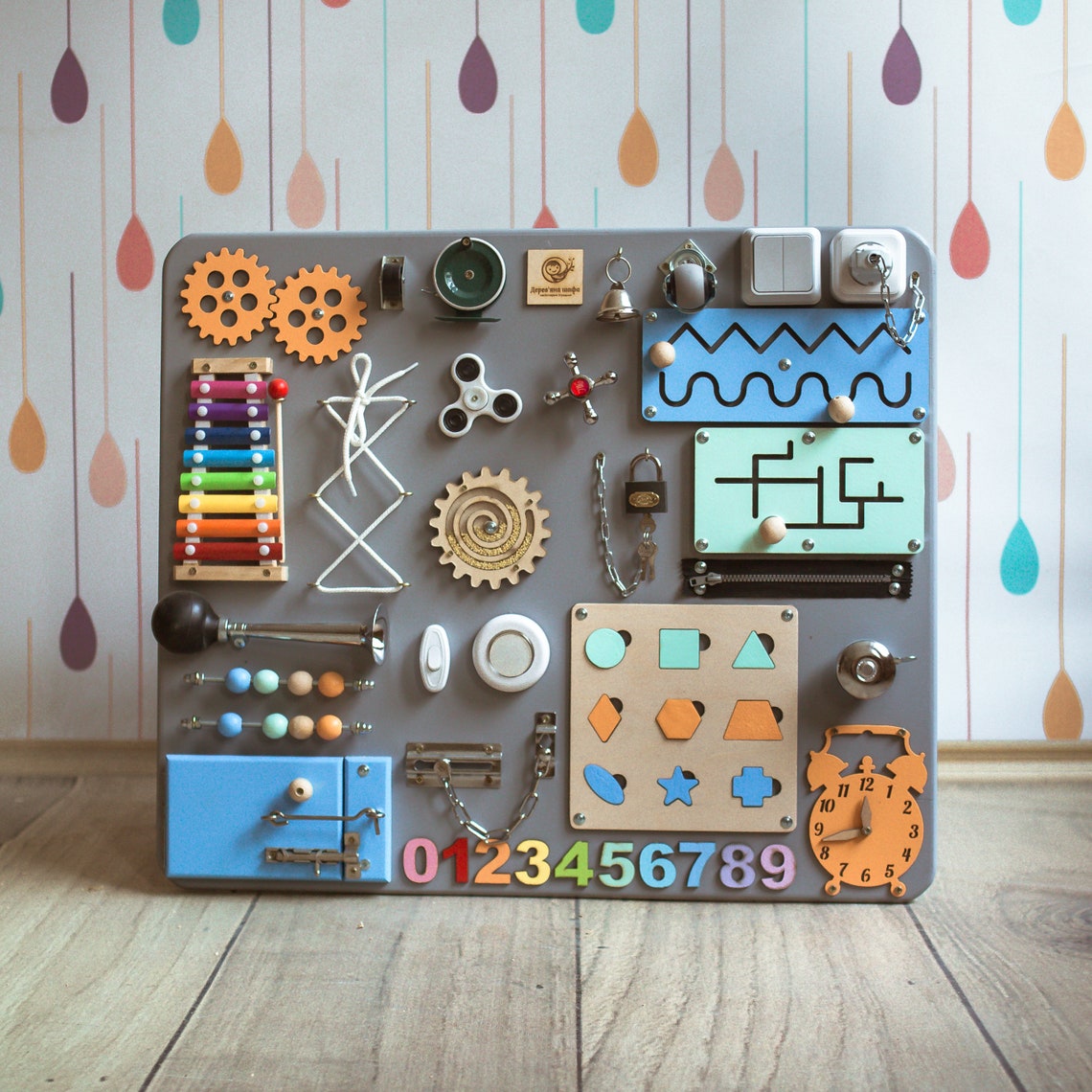 Toddler Busy Board for 1 Year Old With Chalk Board Baby 1st Etsy