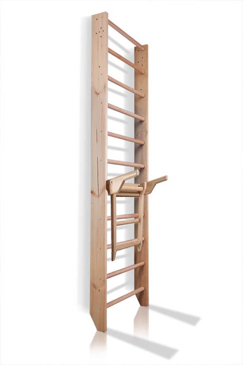 Wooden Wall Bars Wooden Swedish Ladder with Dip bars Etsy
