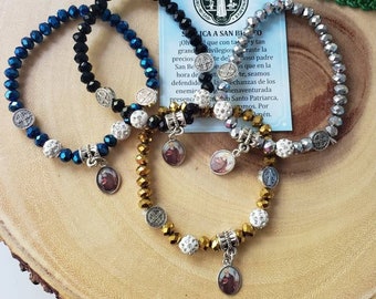 Saint Benito bracelet, Saint benito bracelets, san benito, hamsa, protection bracelet, gift for her or him under 15, Turkish Eye, COL