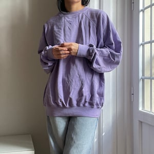 vintage washed out purple cotton blend sweatshirt / crew neck / size XL