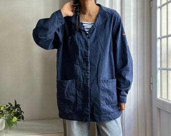 vintage sailor blue chore shirt jacket / size 2, fits like xl-xxl