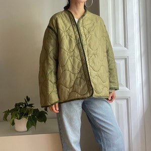 Vintage Green/green Liner Quilted Jacket Oversized Jackets Various