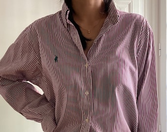 Camicia button down a righe anni '90 / RL Ralph Lauren / taglia come L