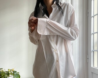 vintage white button down Oxford shirt / unisex / size 41 fits like L