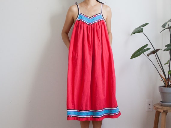 red boho tank dress / festival summer dress / beac