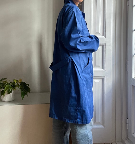 vintage cobalt blue European French chore coat / … - image 3