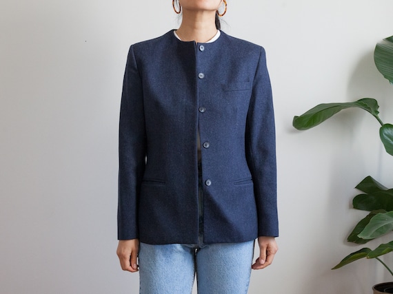 90s navy preppy minimal blazer / quality blazer /