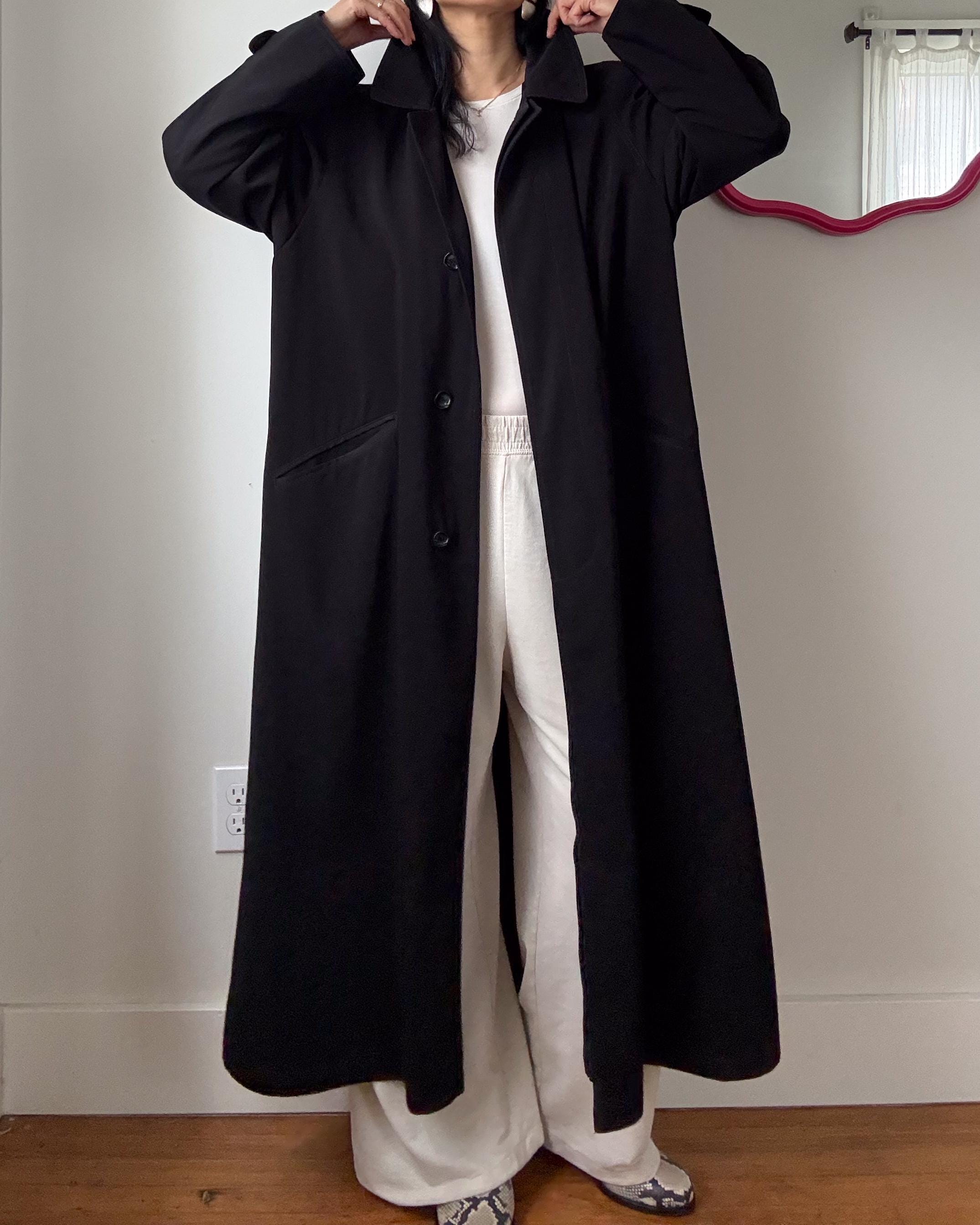 Vintage 90s Black Trench Coat - Etsy
