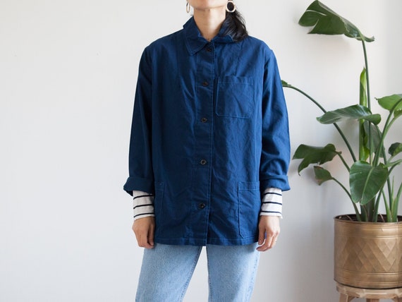 vintage navy cotton French or European chore jacke