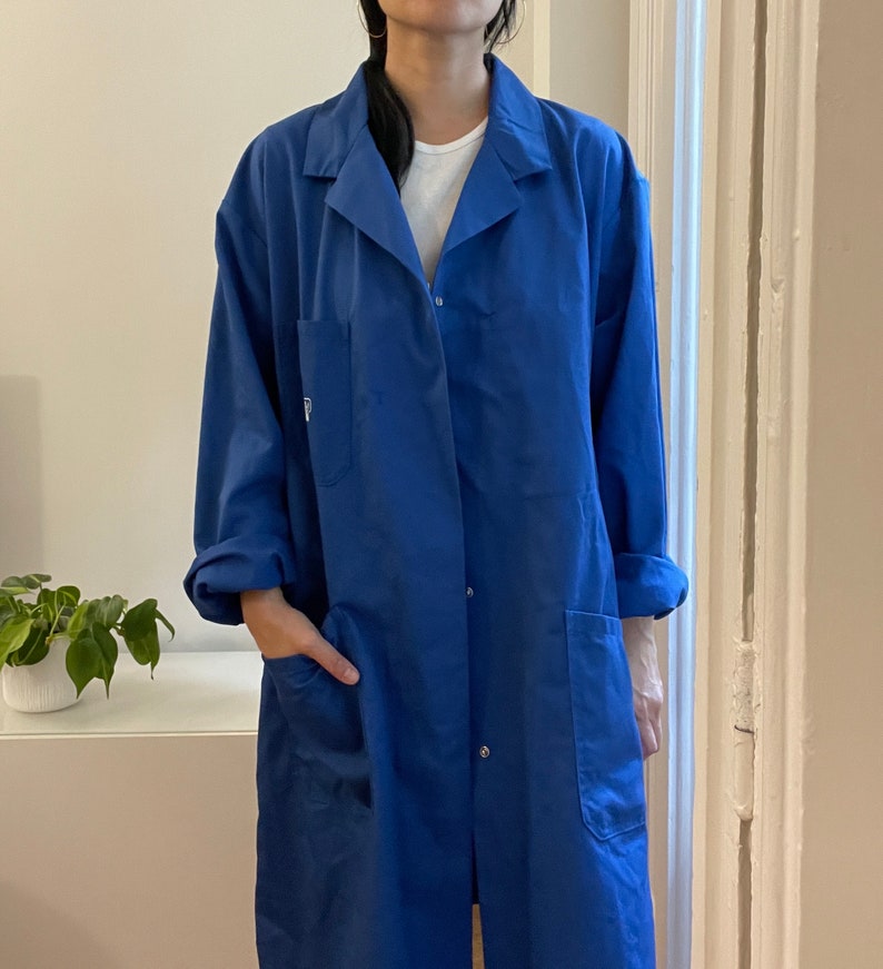 Vintage Blue European Chore Coat / Logo / Fits Like Xxl-3x / Pit to Pit ...