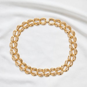 vintage 90s gold tone chain necklace / cable chain choker / length 16&quot;