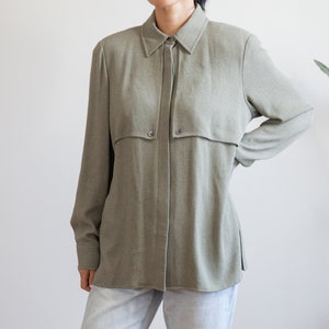 90s slate-green tone oversized button down shirt / size 12 or L image 3