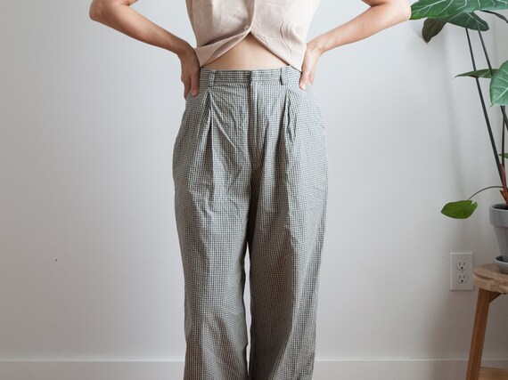 waist 27” / Vintage wide leg check high waist pant