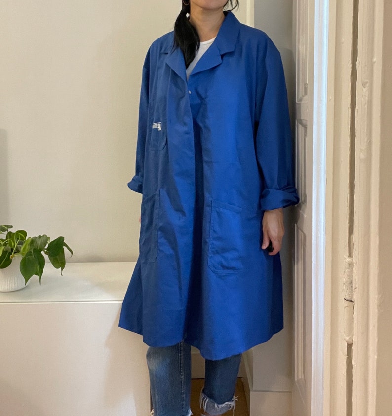 Vintage Blue European Chore Coat / Logo / Fits Like Xxl-3x / Pit to Pit ...