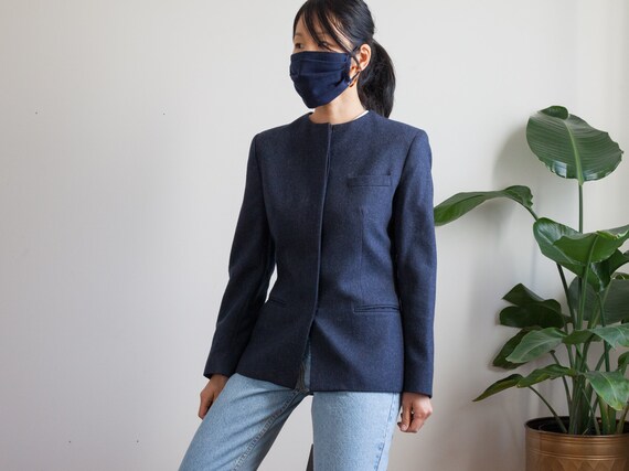 90s navy preppy minimal blazer / quality blazer /
