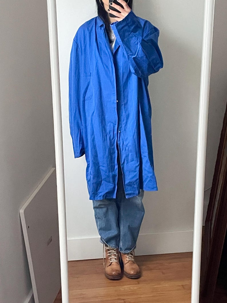 Vintage Blue Cobalt Blue French European Chore Coat / Snap Buttons ...