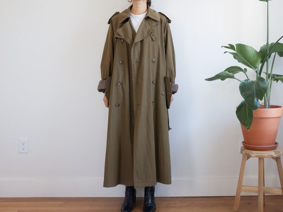 vintage olive green trench coat / army green 90s o