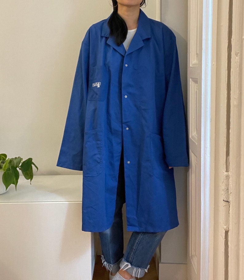 Vintage Blue European Chore Coat / Logo / Fits Like Xxl-3x / Pit to Pit ...