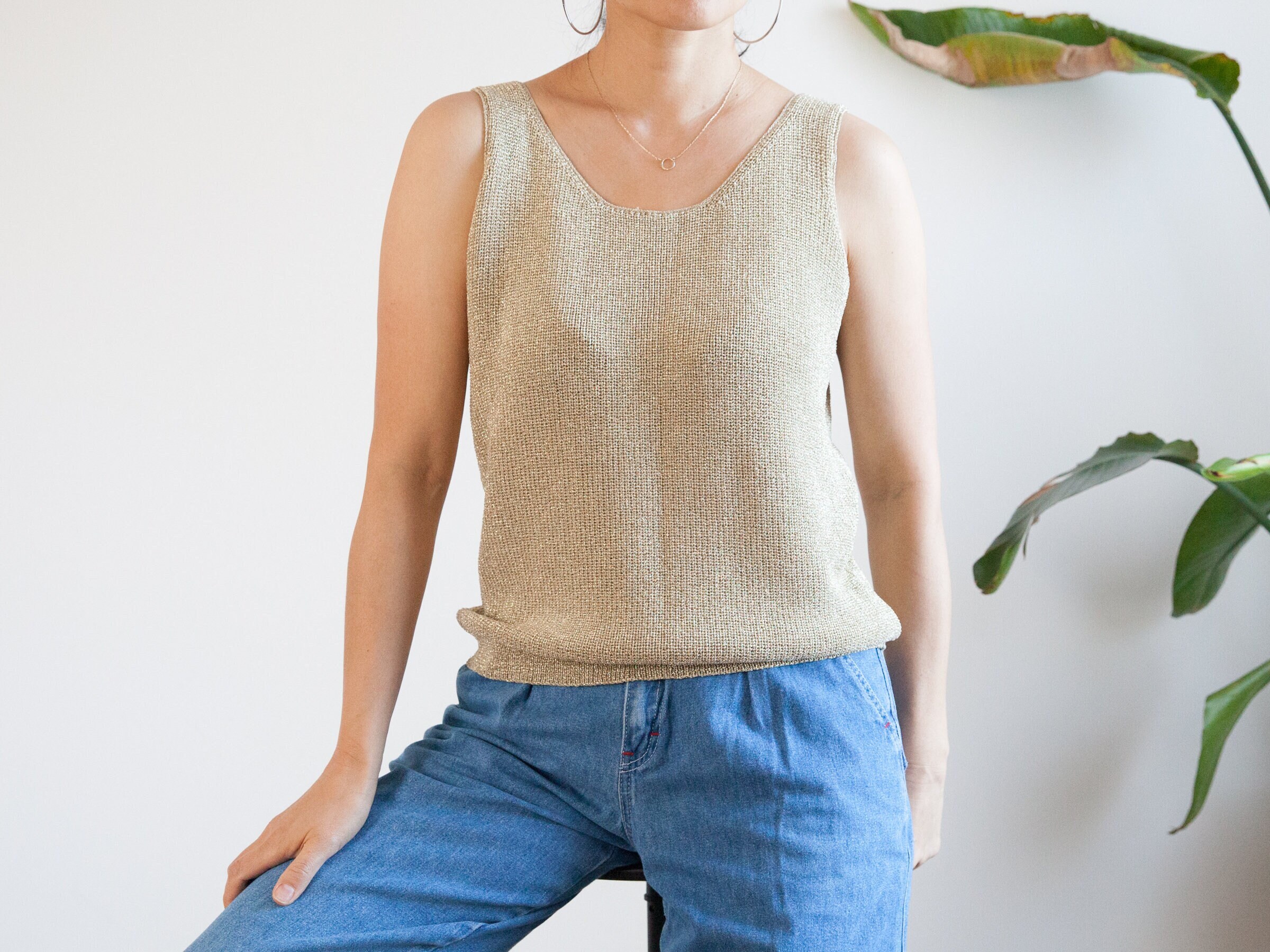 gold knit tank top