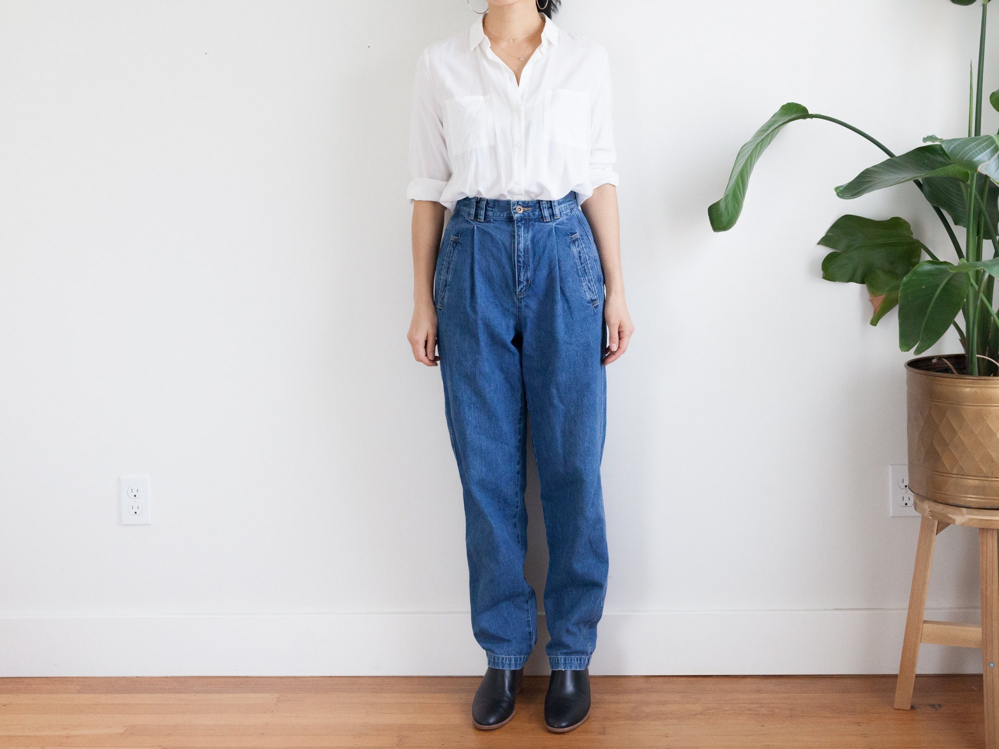 Waist 25-26 / Unique 80s high waisted tapered mom jeans | Etsy