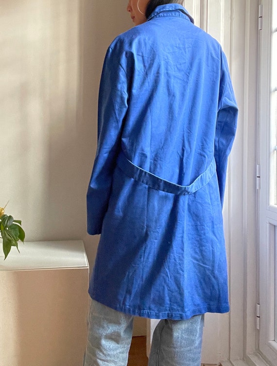 vintage cobalt blue European French chore coat / … - image 4