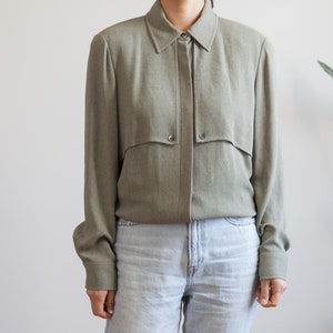 90s slate-green tone oversized button down shirt / size 12 or L image 5