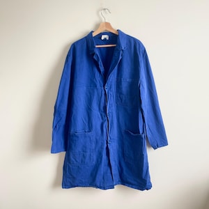 vintage blue cobalt blue French  European chore coat / 56, fits like XL