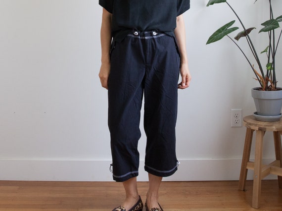 90s black onyx wide leg cropped track pants waist