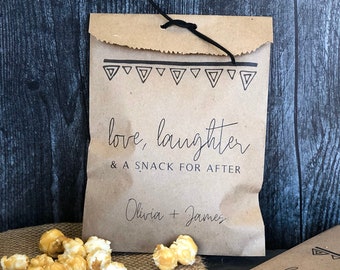 Popcorn Bar Bags for Weddings - favor bags - Caramel Corn Packaging - Custom Printed Party Favor Bags - sets of 25