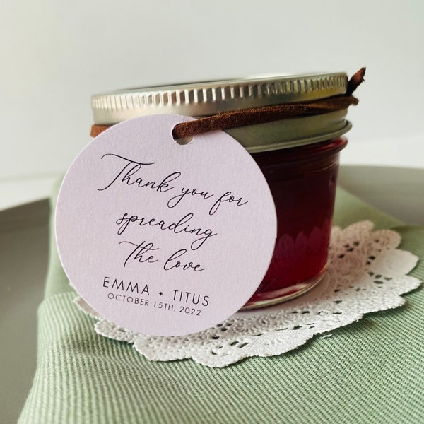 Wedding Jam Favor Tags - Wedding Thank You Tag - Wedding Favors - Must Have Wedding Favor - Spreading the Love - Set of 24