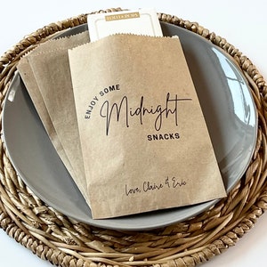 25er Sets mit Midnight Snacks, Donut oder Cookie Taschen, Zero Waste Hochzeitsgeschenke, Individuell bedruckte Goodie Bags, Hochzeitsdekoration