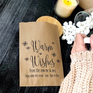 Winter Bridal Shower Favors - Hot Cocoa Favor bags - Warm Wishes - Winter Bags - Wedding Favor Bags - Hot Chocolate - Smores Bags