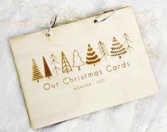 Personalized Wood Christmas Card Album: Holiday Photo Organizer