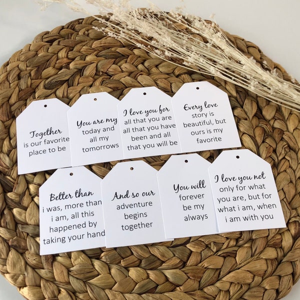 Wedding Centerpiece Tags - Love And Marriage Quotes - Easy Wedding Reception Decor - Table Centerpiece - Boho Wedding - 8 PRINTED Quote Tags